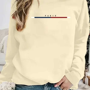Casual long sleeve loose sweatshirt, comfortable round neck women's clothing for autumn and winter, loose women's apparel.